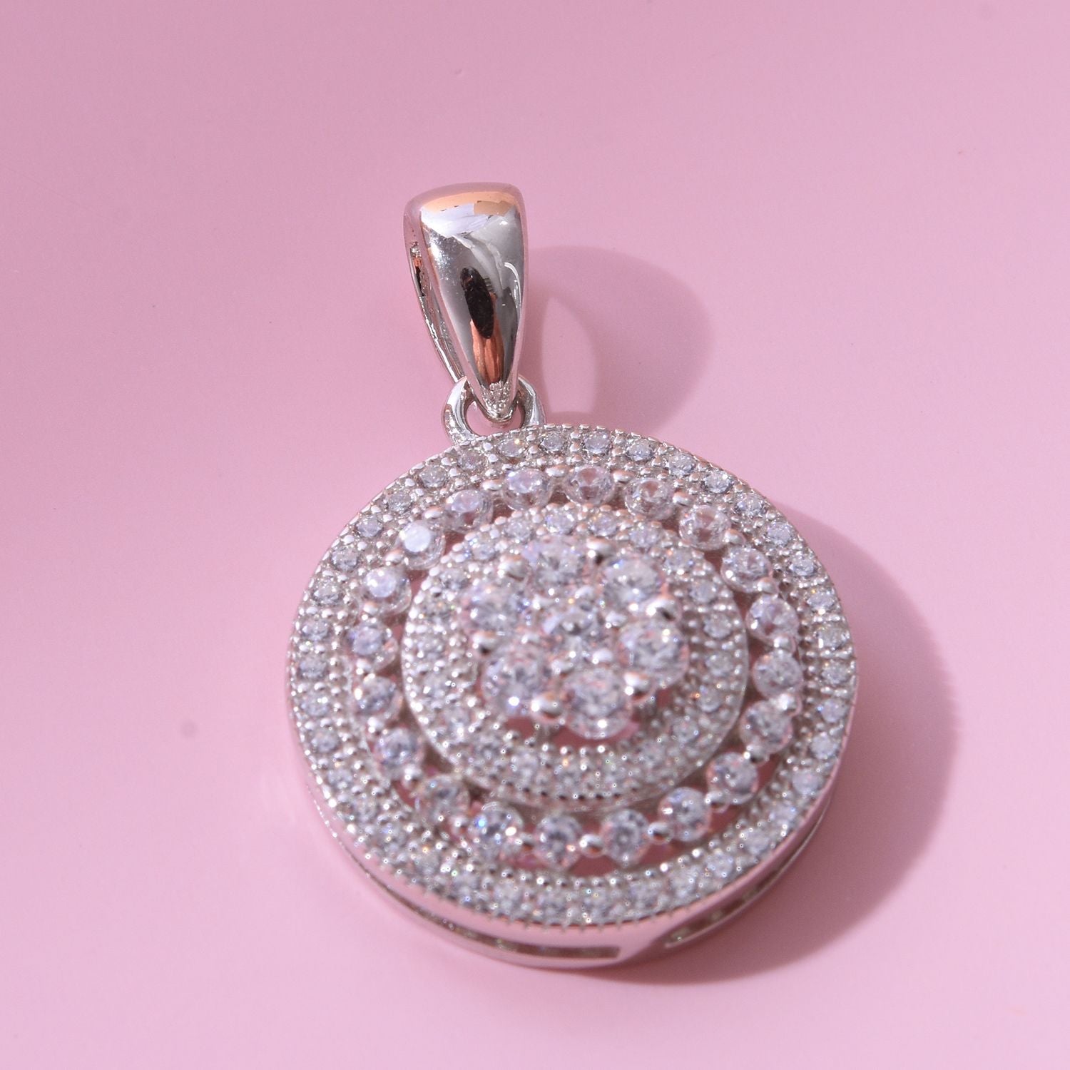 Lustro Stella - Weißer Zirkonia Anhänger, 925 Silber platiniert, ca. 1.26 ct