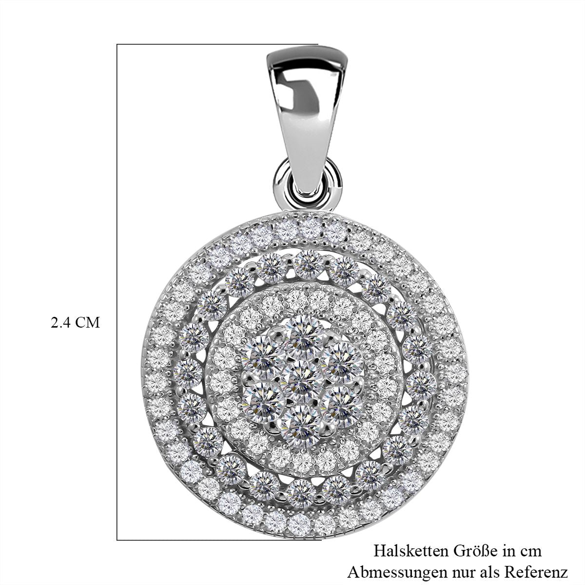 Lustro Stella - Weißer Zirkonia Anhänger, 925 Silber platiniert, ca. 1.26 ct