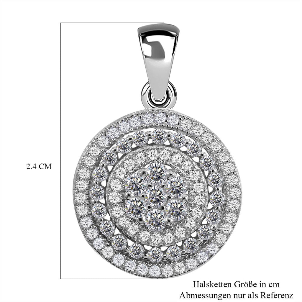 Lustro Stella - Weißer Zirkonia Anhänger, 925 Silber platiniert, ca. 1.26 ct
