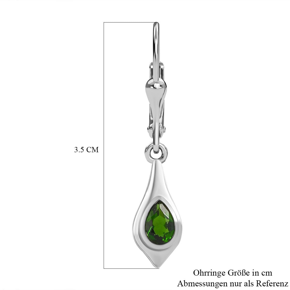 Natürliche Chromdiopsid Ohrringe, 925 Silber platiniert ca. 0.90 ct
