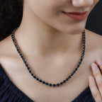 Schwarze Spinell Halskette, ca. 45 cm, 925 Silber platiniert ca. 41.75 ct