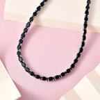Schwarze Spinell Halskette, ca. 45 cm, 925 Silber platiniert ca. 41.75 ct