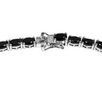 Schwarze Spinell Halskette, ca. 45 cm, 925 Silber platiniert ca. 41.75 ct