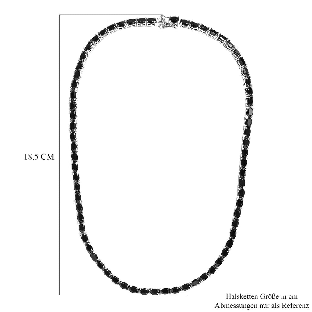 Schwarze Spinell Halskette, ca. 45 cm, 925 Silber platiniert ca. 41.75 ct