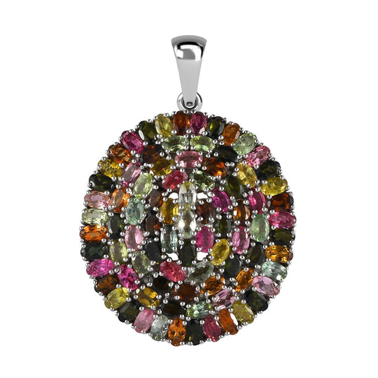 Natürlicher, mehrfarbiger Turmalin-Anhänger, 925 Silber platiniert ca. 20.00 ct