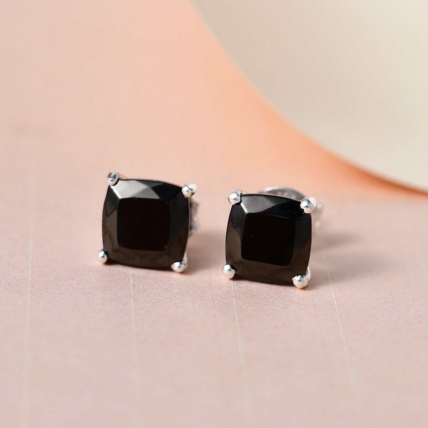 Elite Shungit Ohrringe, 925 Silber platiniert, ca. 2.08 ct