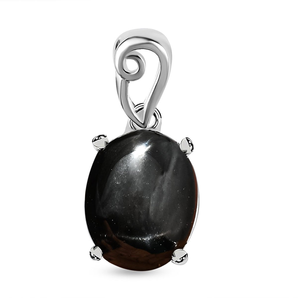Schwarz Stern Diopsid Anhänger, 925 Silber, ca. 4.83 ct