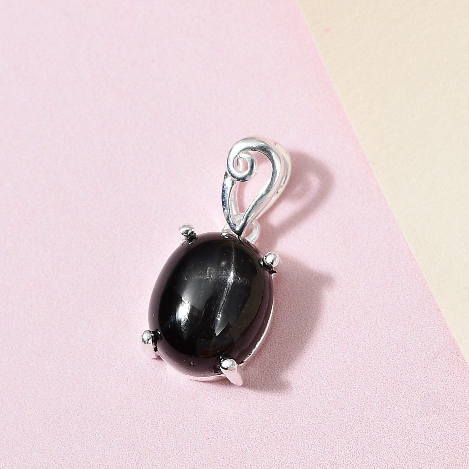 Schwarz Stern Diopsid Anhänger, 925 Silber, ca. 4.83 ct
