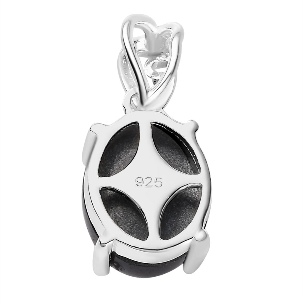 Schwarz Stern Diopsid Anhänger, 925 Silber, ca. 4.83 ct