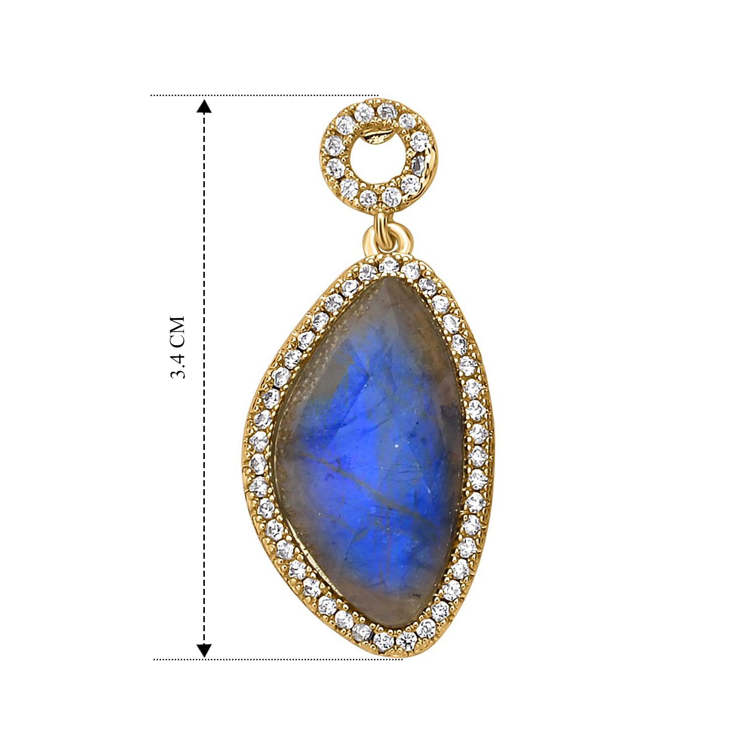 Labradorit Halo, weiße Zirkonia Ohrringe, ca. 13.00 ct