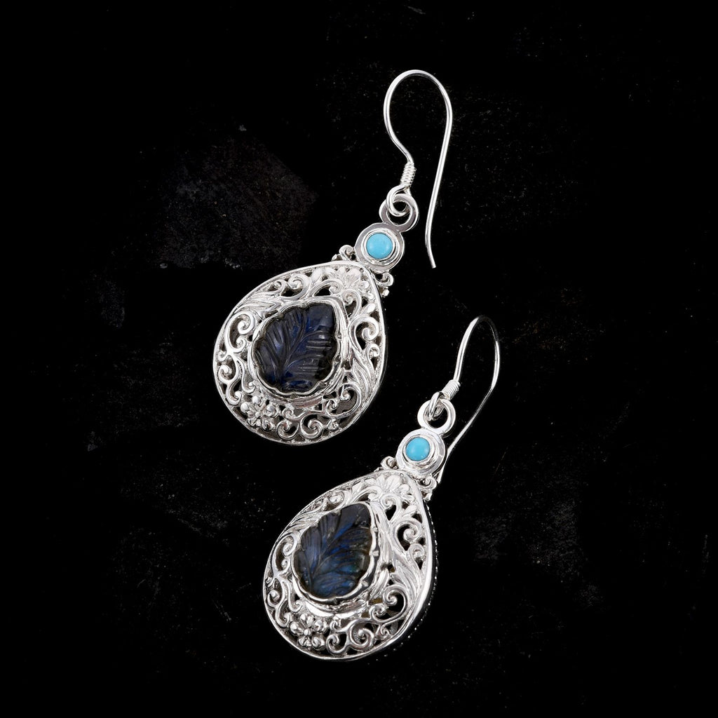Royal Bali -  Labradorit, Sleeping Beauty Türkis Ohrringe 925 Silber ca. 10,44 ct