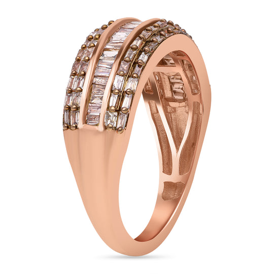 Natürlicher Champagner Diamant Ring 925 Silber Roségold Vermeil (Größe 21.00) ca. 1.00 ct