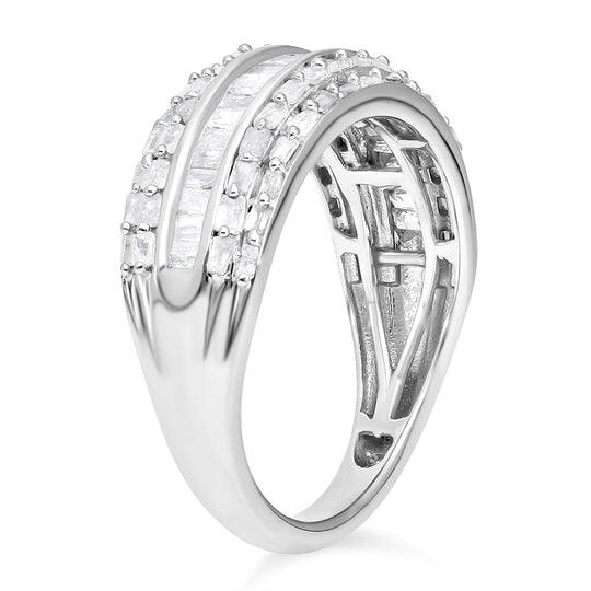 Weißer Diamant Ring, 925 Silber platiniert (Größe 21.00) ca. 1.00 ct