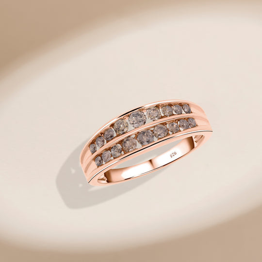 Natürlicher Champagner Diamant Ring, 925 Silber Roségold Vermeil (Größe 19.00) ca. 1.00 ct