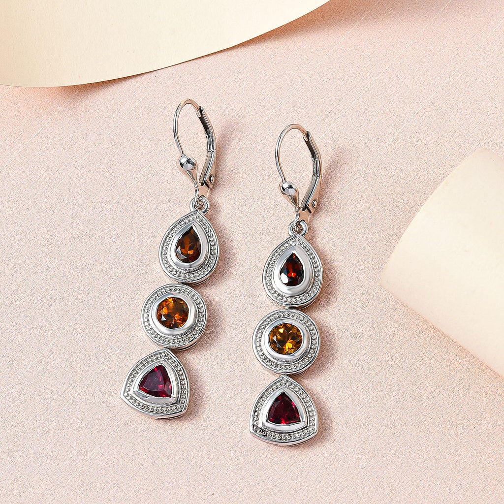 Natürlicher mehrfarbiger Turmalin Ohrringe, 925 Silber platiniert ca. 2.35 ct