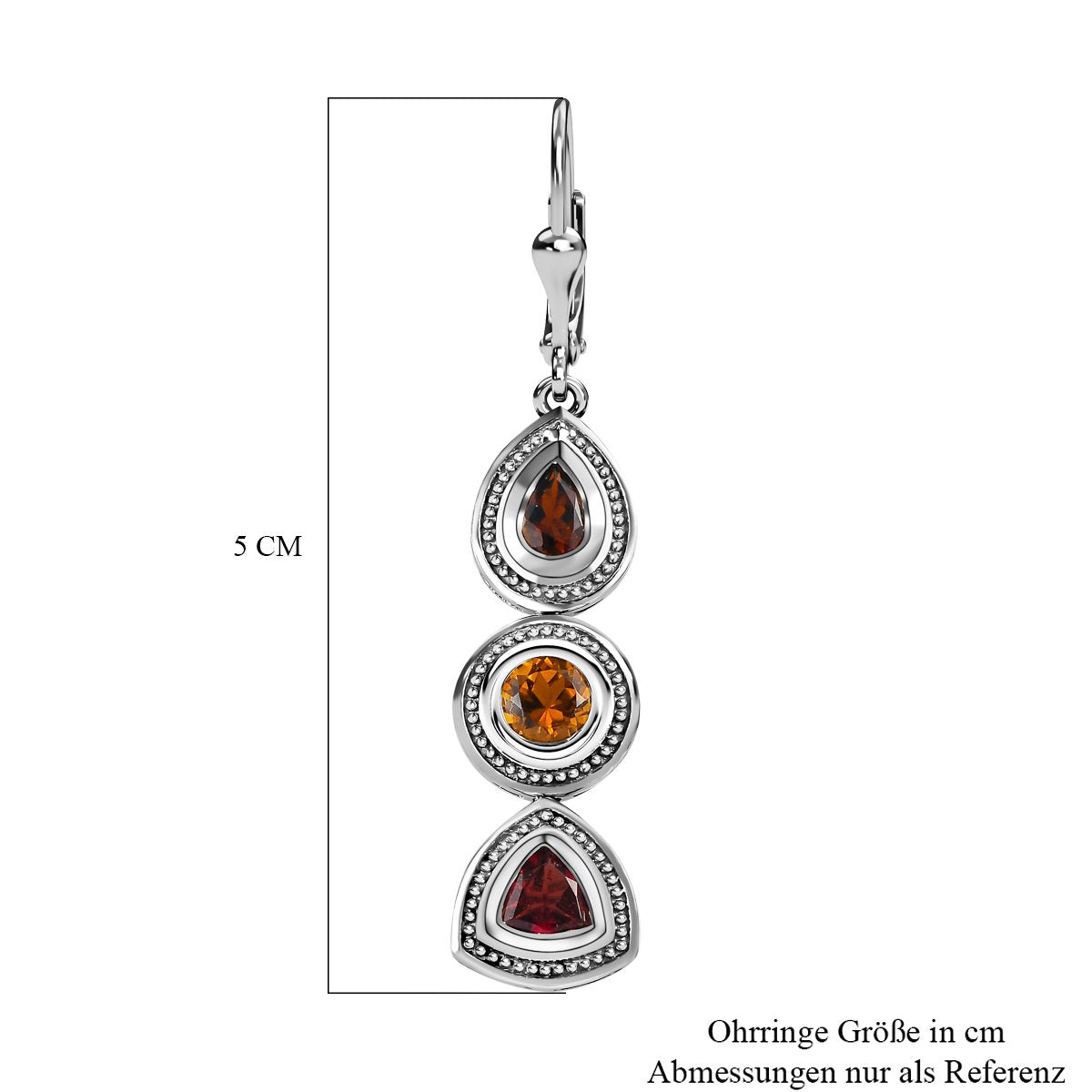 Natürlicher mehrfarbiger Turmalin Ohrringe, 925 Silber platiniert ca. 2.35 ct