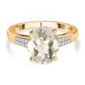 Mexikanischer natürlicher Hyalit Opal und Moissanit Ring, 925 Silber Gelbgold Vermeil (Größe 20.00) ca. 2.73 ct