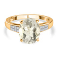Mexikanischer natürlicher Hyalit Opal und Moissanit Ring, 925 Silber Gelbgold Vermeil (Größe 20.00) ca. 2.73 ct