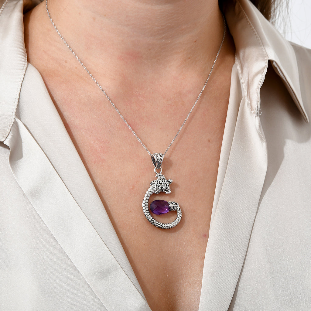 Royal Bali - Afrikanischer Amethyst Anhänger, 925 Silber ca. 7.00 ct