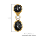 Schwarze Stern Diopsid-Ohrringe, 925 Silber vergoldet ca. 13.75 ct