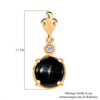 Schwarze Stern Diopsid, Weiße Zirkon Ohrringe, 925 Silber vergoldet ca. 6.04 ct