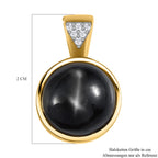 Schwarz Stern Diopsid, Weißer Zirkon Anhänger, 925 Silber vergoldet, ca. 7.61 ct