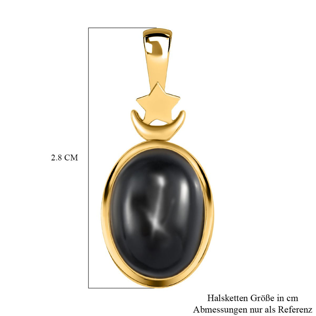 Schwarzer Stern Diopsid-Anhänger, 925 Silber vergoldet ca. 8.42 ct
