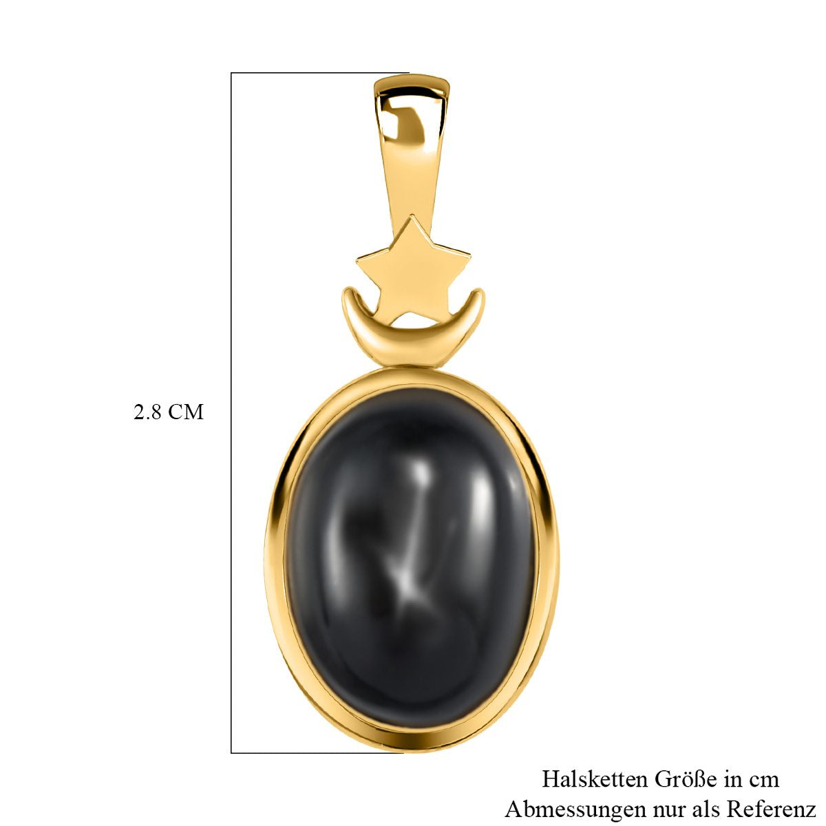 Schwarzer Stern Diopsid-Anhänger, 925 Silber vergoldet ca. 8.42 ct