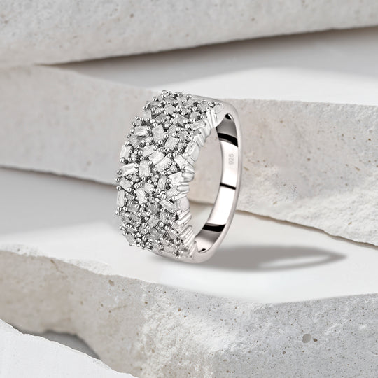 Weißer Diamant Ring 925 Silber platiniert (Größe 16.00) ca. 1.00 Confetti 1.00 ct