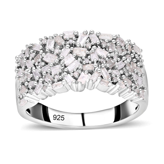 Weißer Diamant Ring 925 Silber platiniert (Größe 16.00) ca. 1.00 Confetti 1.00 ct