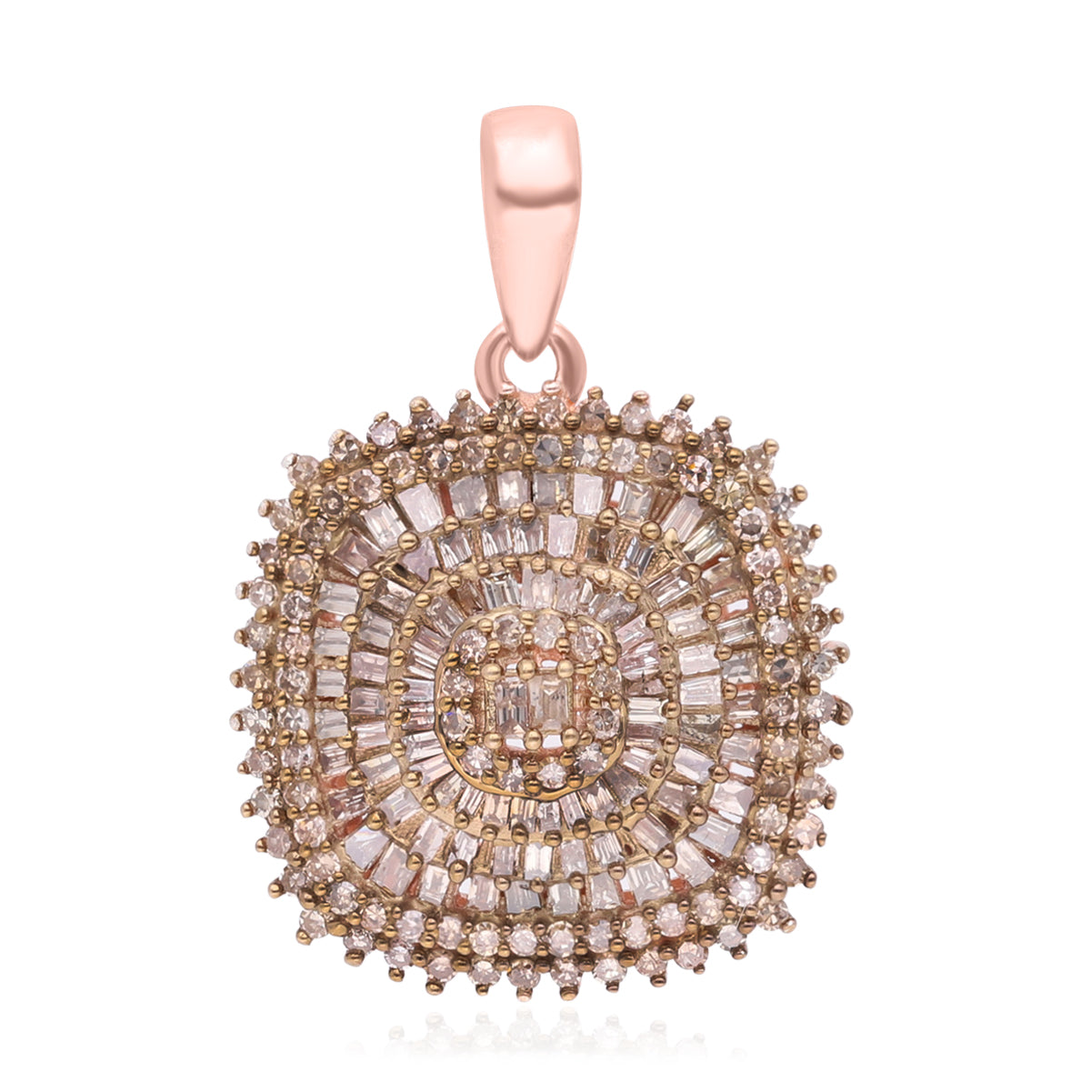 Natürlicher Champagner Diamant Anhänger 925 Silber Roségold Vermeil ca. 1.00 ct
