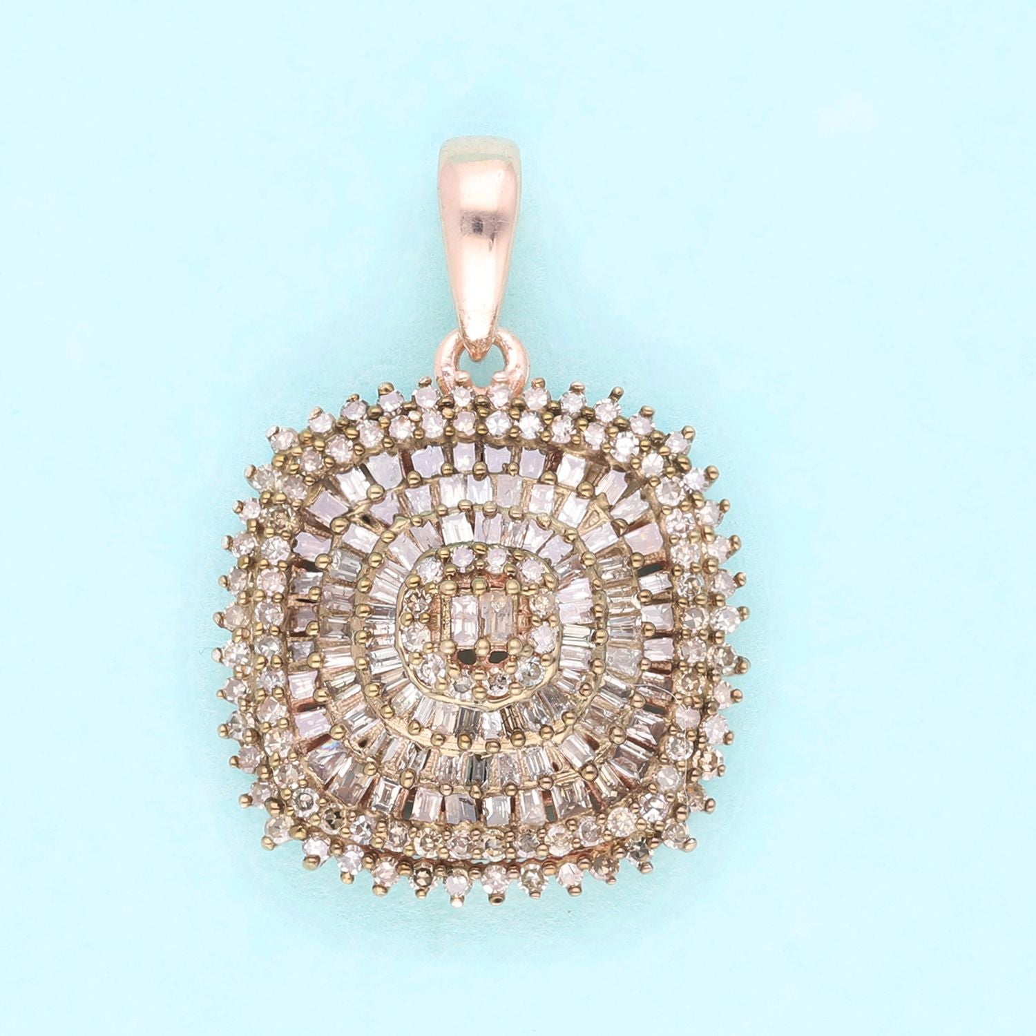Natürlicher Champagner Diamant Anhänger 925 Silber Roségold Vermeil ca. 1.00 ct