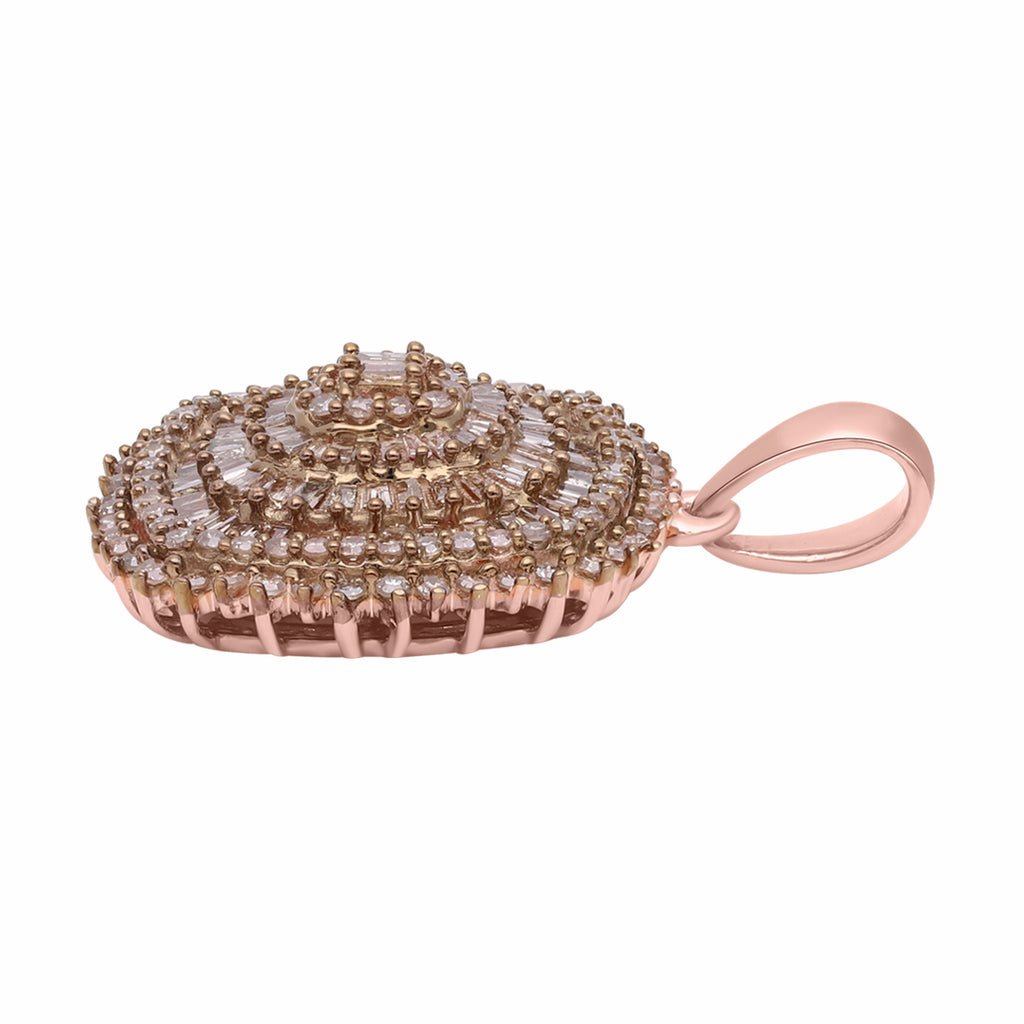 Natürlicher Champagner Diamant Anhänger 925 Silber Roségold Vermeil ca. 1.00 ct
