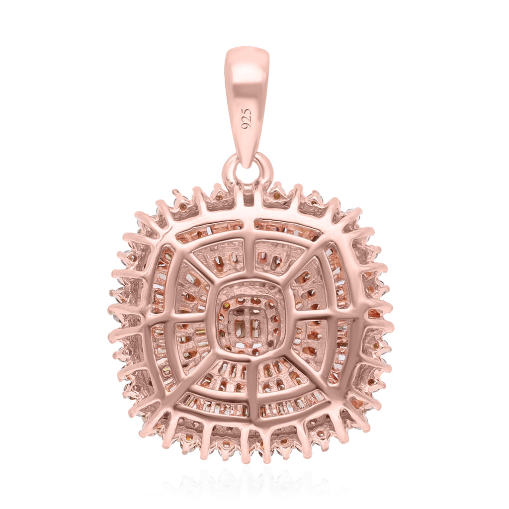 Natürlicher Champagner Diamant Anhänger 925 Silber Roségold Vermeil ca. 1.00 ct