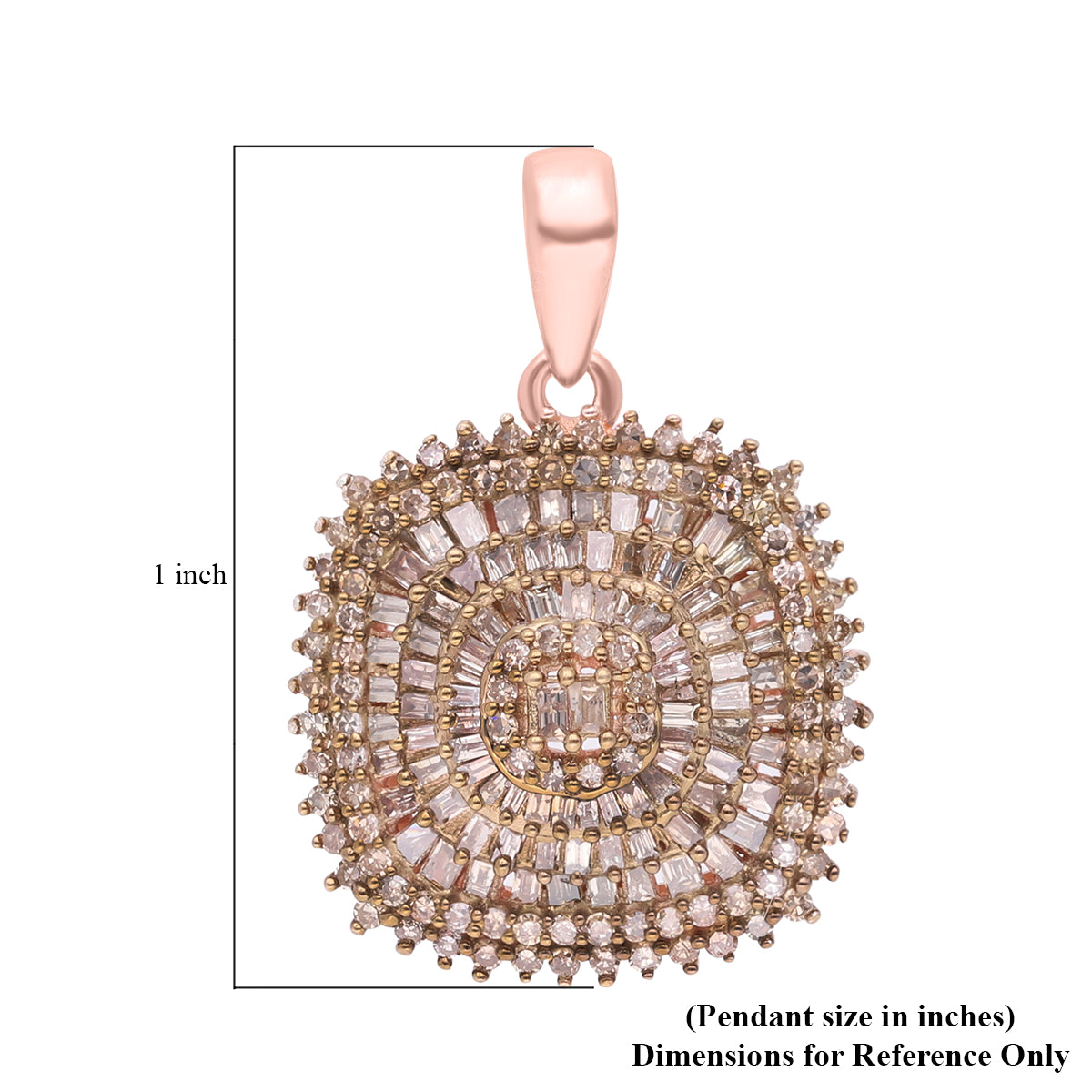 Natürlicher Champagner Diamant Anhänger 925 Silber Roségold Vermeil ca. 1.00 ct