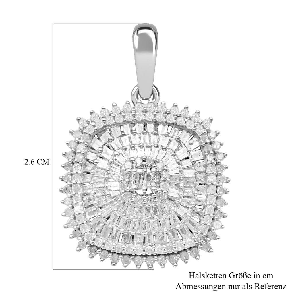 Weißer Diamant Anhänger, 925 Silber platiniert, ca. 1.00 ct