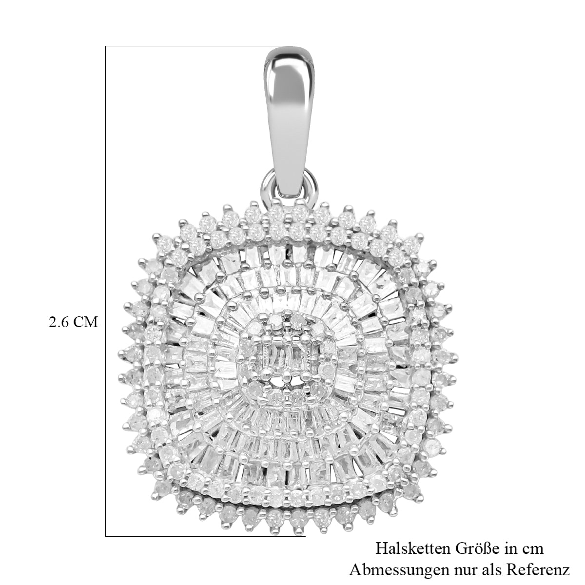 Weißer Diamant Anhänger, 925 Silber platiniert, ca. 1.00 ct
