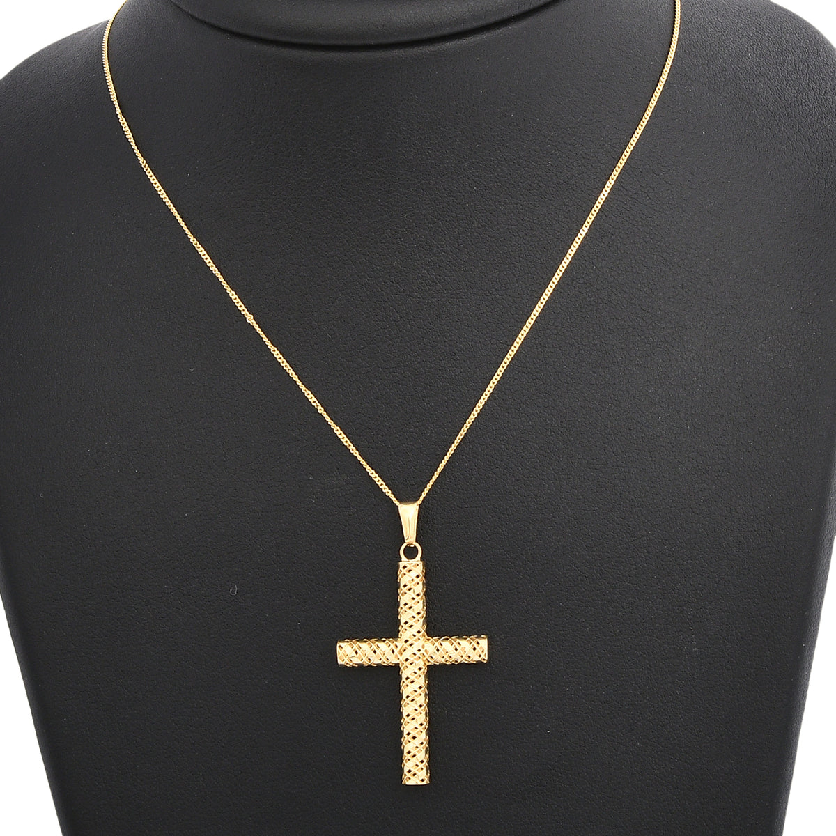 Diamantschliff Kreuzanhänger, 585 Gelbgold