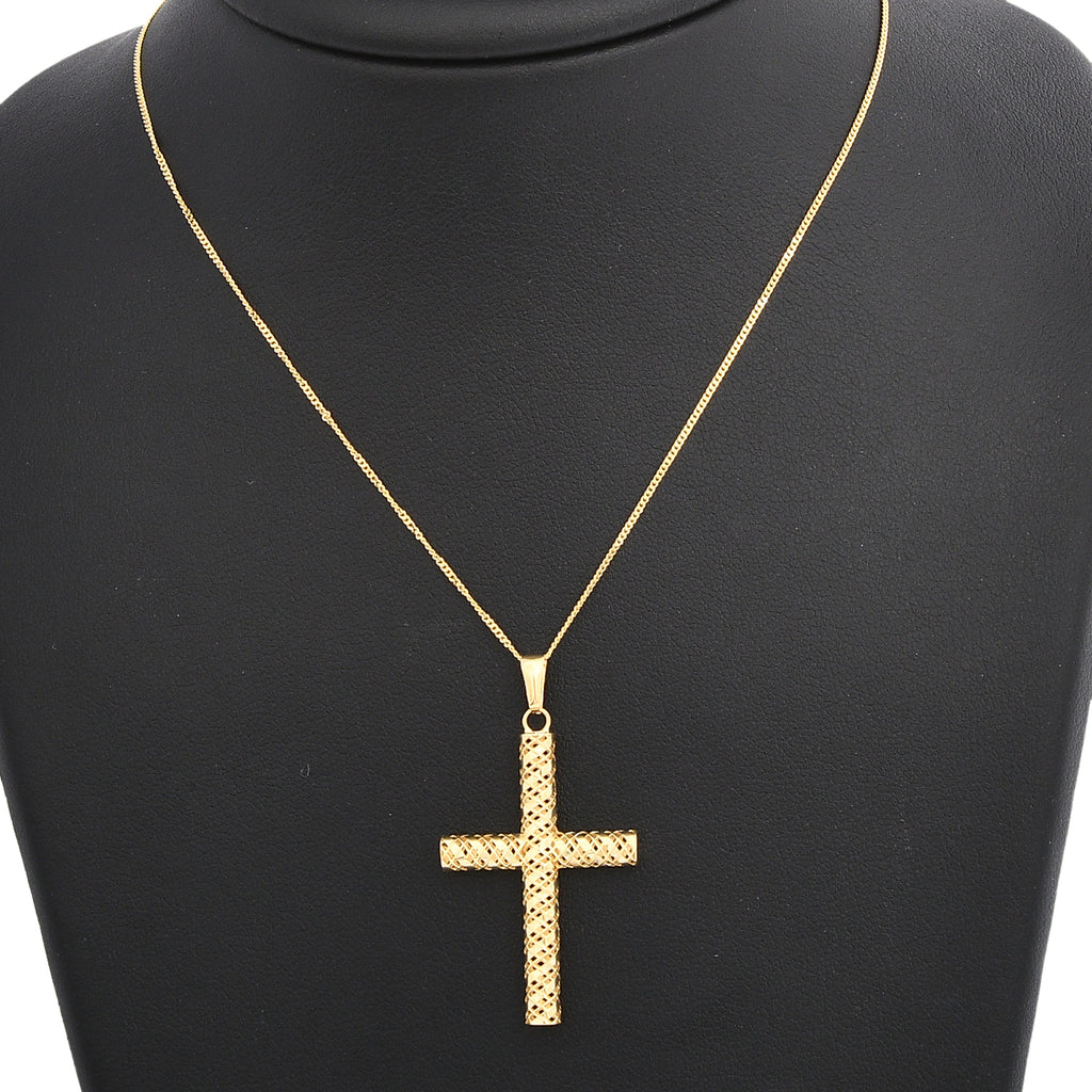 Diamantschliff Kreuzanhänger, 585 Gelbgold