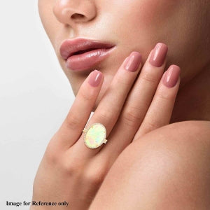 Iliana AAA Natürlicher, äthiopischer Welo Opal, Weißer Diamant SI-GH Ring, AGI zertifiziert und geprüft, 750 Gelb Gold (Größe 18.00) ca. 9,50 ct