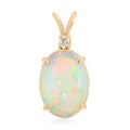 AAA Natürlicher, äthiopischer Welo Opal, weißer Diamant Anhänger, zertifiziert und geprüft, 585 Gold ca. 3.60 ct