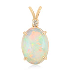 AAA Natürlicher, äthiopischer Welo Opal, weißer Diamant Anhänger, zertifiziert und geprüft, 585 Gold ca. 3,60 ct