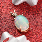 AAA Natürlicher, äthiopischer Welo Opal, weißer Diamant Anhänger, zertifiziert und geprüft, 585 Gold ca. 3,60 ct