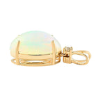 AAA Natürlicher, äthiopischer Welo Opal, weißer Diamant Anhänger, zertifiziert und geprüft, 585 Gold ca. 3,60 ct