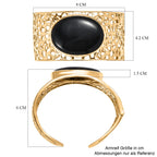 Schwarzer Onyx Armreif, ca. 19 cm, Messing vergoldet ca. 73.87 ct