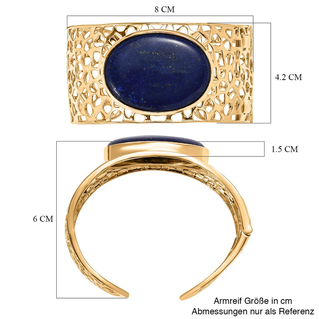 Lapislazuli Armreif, ca. 19 cm, Messing vergoldet ca. 74,30 ct