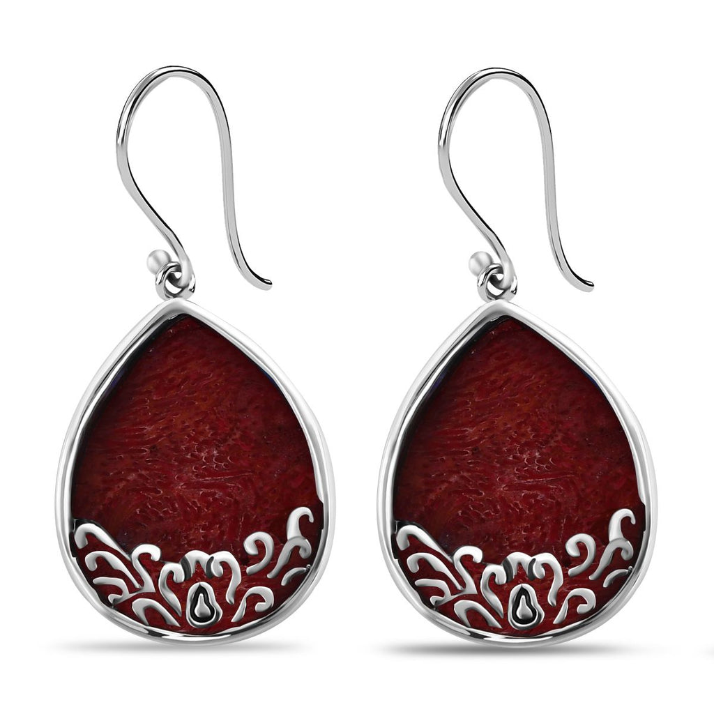 Royal Bali Kollektion - Korallen Ohrringe, 925 Silber