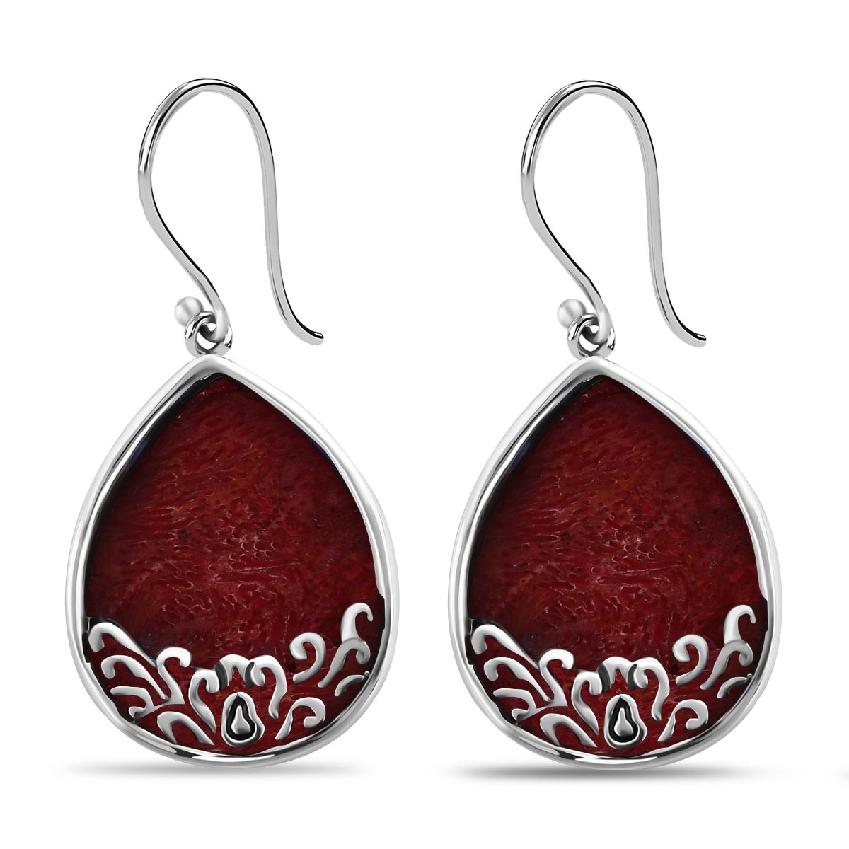 Royal Bali Kollektion - Korallen Ohrringe, 925 Silber