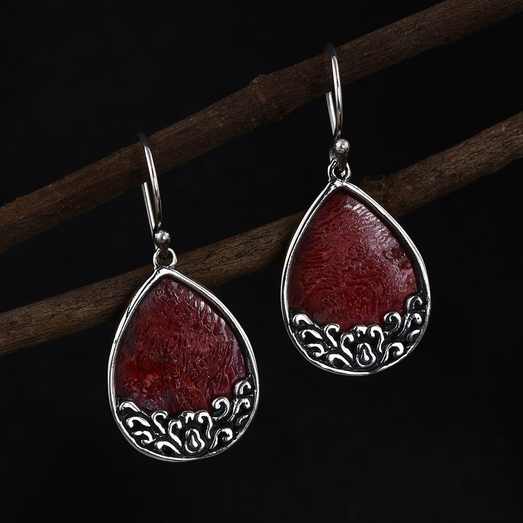 Royal Bali Kollektion - Korallen Ohrringe, 925 Silber