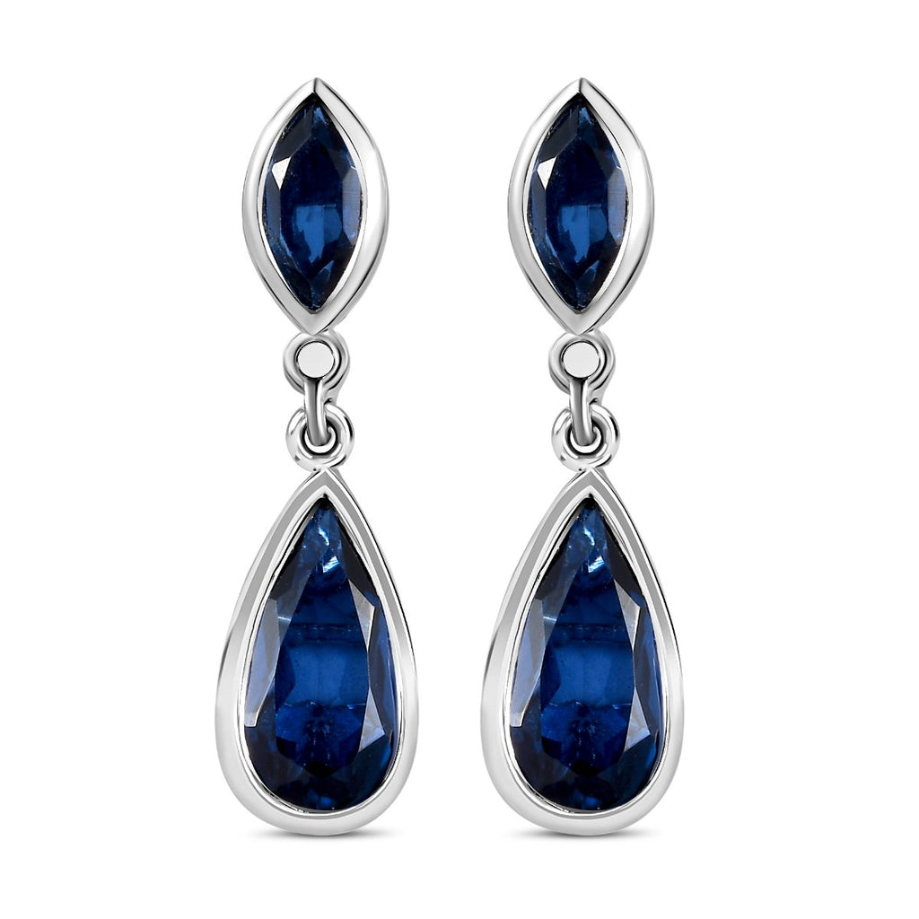 Blaue Quarz Ohrringe, 925 Silber platiniert, ca. 5.31 ct